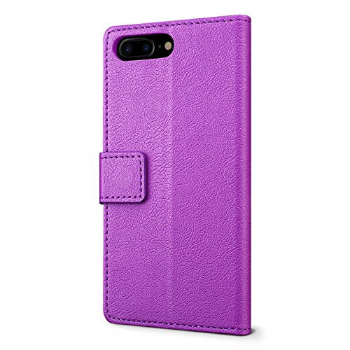 iPhone 8 Plus Case, PU Leather Wallet Case Flip Cover with Card Slots & Stand For Apple iPhone 8 Plus - Purple