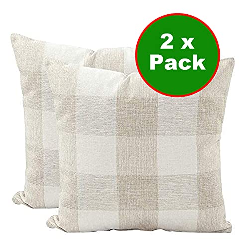 KAV checked cushions fluffy pillow cases 2 pack 18 inch cushion pillows covers 45x45 cushion covers