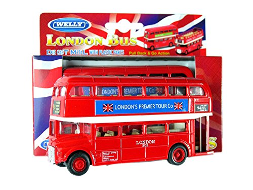 London Double Decker Red Bus Model (Pull Back & Go Action) Made of Die Cast Metal and Plastic Parts