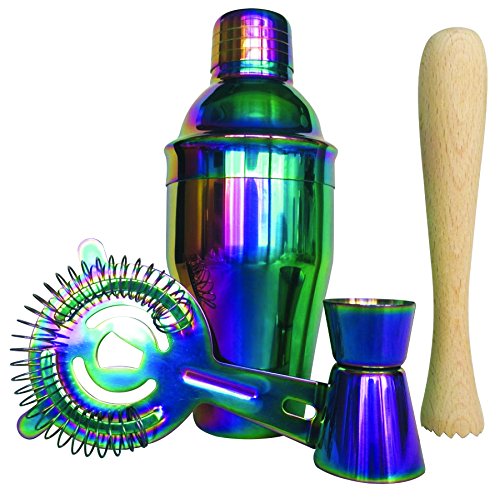 Exquisite Cocktail Shaker Set with Free Recipes Premium Rainbow Unicorn Color
