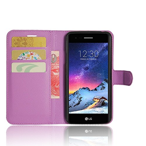LG K8 2017, PU Leather Wallet Case Flip Cover with Card Slots & Stand For LG K8 2017 (Not compatible with Older version of K8) - Purple