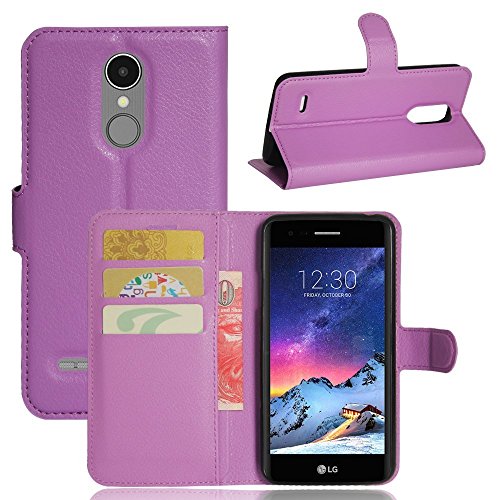 LG K8 2017, PU Leather Wallet Case Flip Cover with Card Slots & Stand For LG K8 2017 (Not compatible with Older version of K8) - Purple