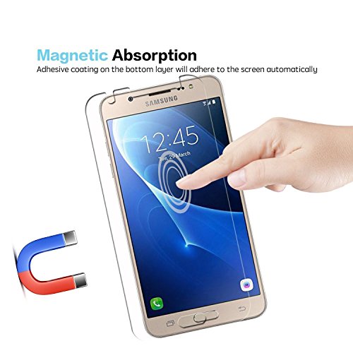 Samsung Galaxy J7 2016 Protector, Tempered Glass Protective Films Invisible Transparent Clear Protection Display Shield for Samsung Galaxy J7 2016 - (Pack of 3)