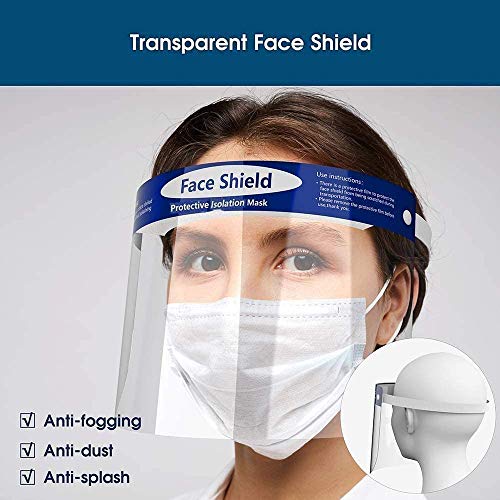 KAV -Pack of 10 Face Shield - Protect Eyes and Face with Protective Clear Film Elastic Band and Comfort Sponge Face Shields