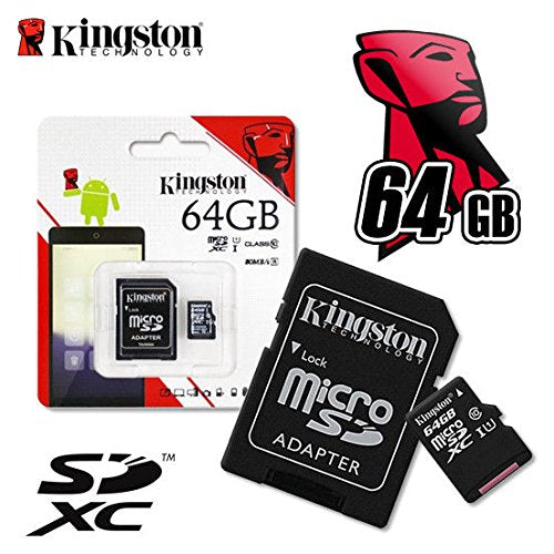 Kingston 64GB Class-10 Micro SDXC Memory Card For Sony Xperia L1, L2, X, XZ, XA1, XA1 Plus, XA2, XZ Premium, XZ1, XZ1 Compact, XZ2, XZ2 Compact, XZ2Liquid, XZ3, XA2Ultra, Z1, T3, Z3, Z3COMPACT,C3, E3, M2, Z, ZL, ZR, ZUltra, Z2