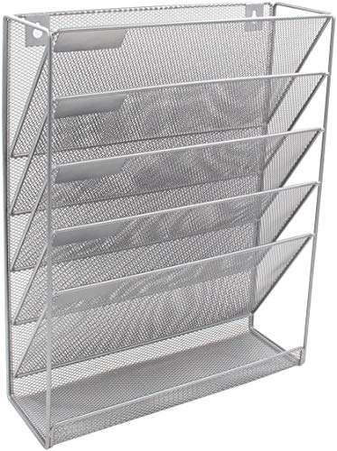 Mesh wall literature holder magazine hanging file SILVER- HOME/OFFICE ORGANIZER