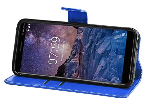 KAV Nokia 7 Plus Case, Premium PU Leather Wallet Case Cover - Blue
