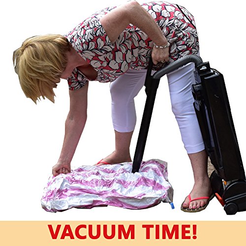 Just Pure Hut Vacuum Storage Bags - Perfect Space Saver for Clothes Comforters Blankets and Bedding - Get More in your Suitcase - Shrink and Seal All Clothing in Your Travel Bag