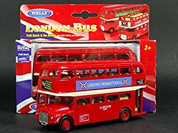 London Double Decker Red Bus Model (Pull Back & Go Action) Made of Die Cast Metal and Plastic Parts