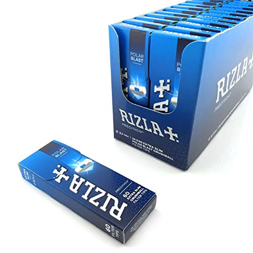 RIZLA Polar Blast Filter Tips Extra Slim POP CRUSHBALL Menthol Smoking Rolling Filter Tips - 24 Packs