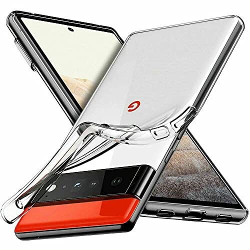 KAV Flexible Clear Back Gel Cover for Google Pixel 6 Pro 5G Case - TPU Shockproof Gel, Non-Slip Feel Design, Slim, Transparent and Washable