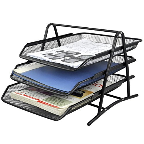 KA Tidy Storage Wire Mesh Document Tray Desk Office A4 Letter Paper Organiser Tidy Storage ice A4 Letter Wire Mesh Doc