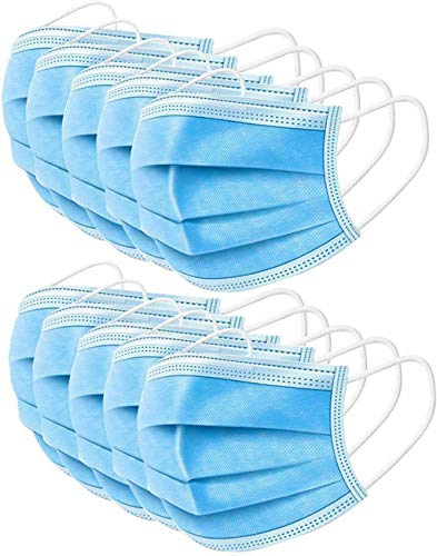 MERSUII Face Mask, 3 Ply, Blue, Pack of 50