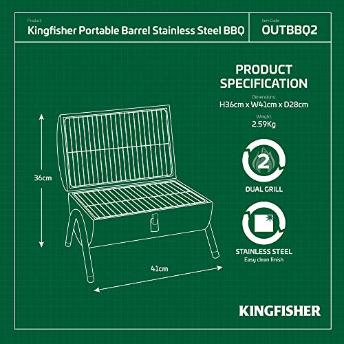 Bonnington Plastics Kingfisher OUTBBQ2 Portable Barrel BBQ