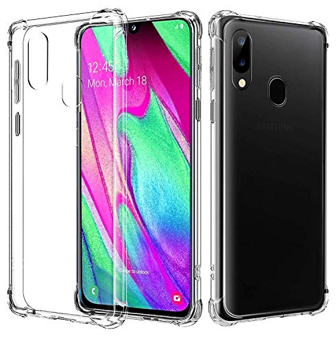 KAV- Compatible for Samsung Galaxy A40 Case Clear Gel Case Slim Fit Shockproof cushion edges Soft Back Bumper Protector Clear Cover + Tempered glass protector