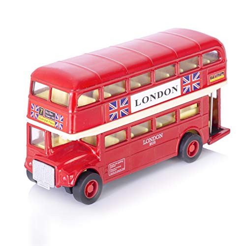 KAV - London Double Decker Red Bus Models (Pull Back & Go Action) Made of Die Cast Metal and Plastic Parts