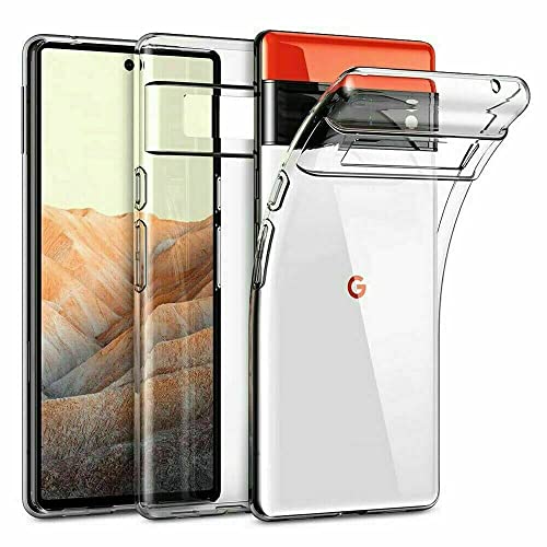 KAV Flexible Clear Back Gel Cover for Google Pixel 6 Pro 5G Case - TPU Shockproof Gel, Non-Slip Feel Design, Slim, Transparent and Washable