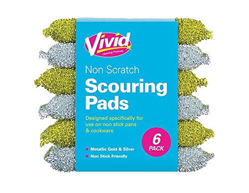 KAV 6 Pack Metallic Non-Scratch Scouring Kitchen Washing Sponge Bowl Scrub Pad for Multipurpose Cleaning Scrubbing and Cleaning Supplies