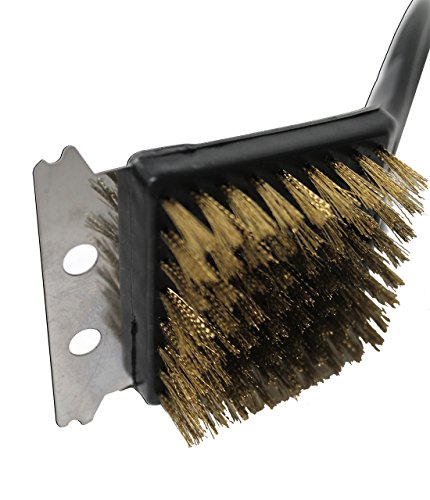 Kingfisher 2 x BBQ Brass Bristle Cleaner Brushes with Metal Scrapers