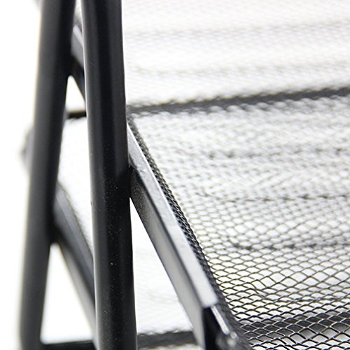 4-Tier File Rack Metal Mesh Letter Tray Scratch-Resistant Stackable Foolscap Rack Desk Document Organizer