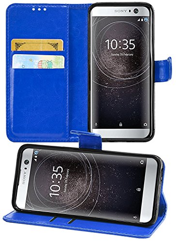 KAV Sony Xperia XA2 Case, Premium PU Leather Wallet Case Cover - Blue
