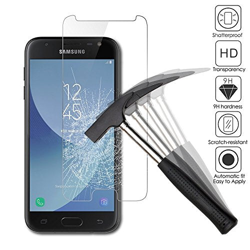 Samsung Galaxy J3 2017 Protector, Tempered Glass Protective Films Invisible Transparent Clear Protection Display Shield for Samsung Galaxy J3 2017