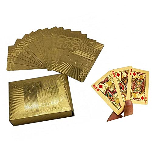 KAV Gold Plated Poker Playing Cards - Classic Magic Tricks Tool and Deck of Playing Card for Poker Players, Family, Party, BBQ, Game (Gold - Euro Style Deck )