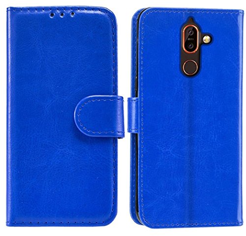 KAV Nokia 7 Plus Case, Premium PU Leather Wallet Case Cover - Blue