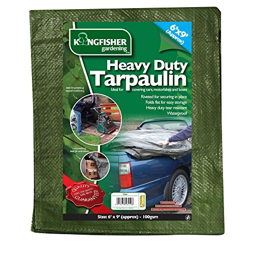 Kingfisher TP69 6 Foot x 9 Foot 100 GSM Heavy Duty Tarpaulin - Dark Green