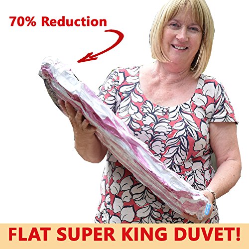 Just Pure Hut Vacuum Storage Bags - Perfect Space Saver for Clothes Comforters Blankets and Bedding - Get More in your Suitcase - Shrink and Seal All Clothing in Your Travel Bag