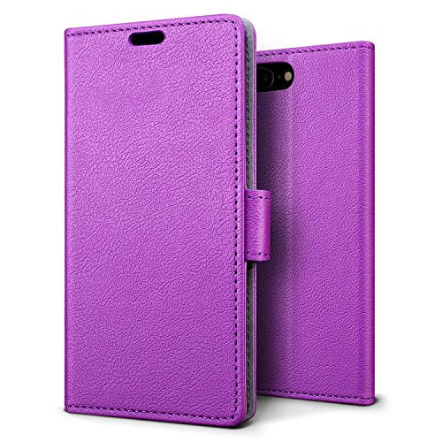 iPhone 8 Plus Case, PU Leather Wallet Case Flip Cover with Card Slots & Stand For Apple iPhone 8 Plus - Purple