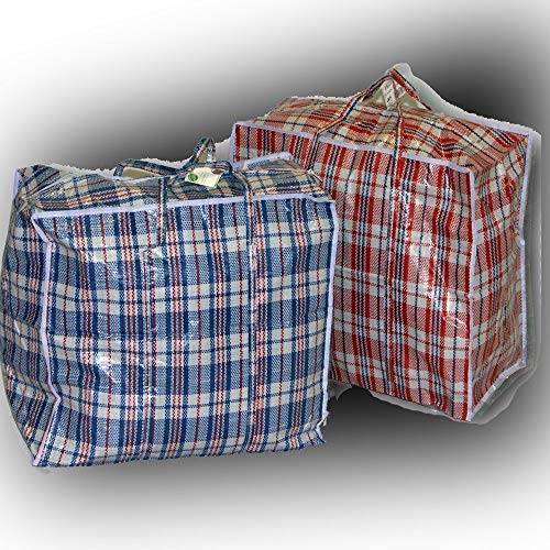 KAV 6 x Laundry Bags Reusable Large & EXTRA LARGE Zipped Shopping Storage Strong XL Bag